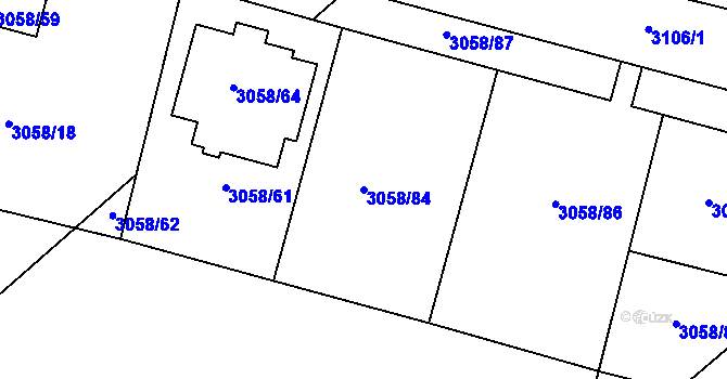 Parcela st. 3058/84 v KÚ Bystřice nad Pernštejnem, Katastrální mapa
