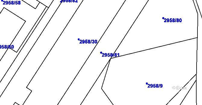 Parcela st. 2958/81 v KÚ Bystřice nad Pernštejnem, Katastrální mapa