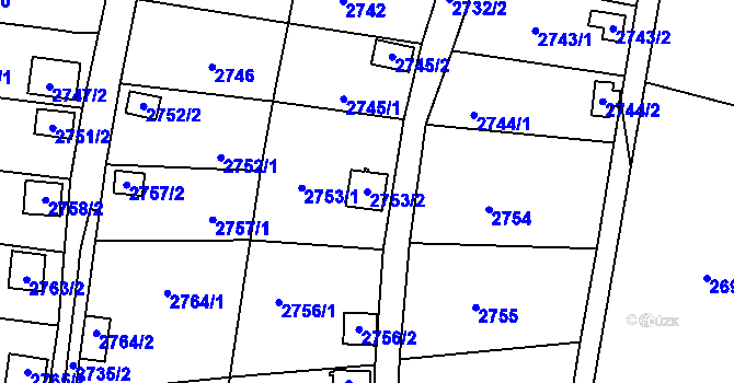 Parcela st. 2753/2 v KÚ Bystřice nad Pernštejnem, Katastrální mapa