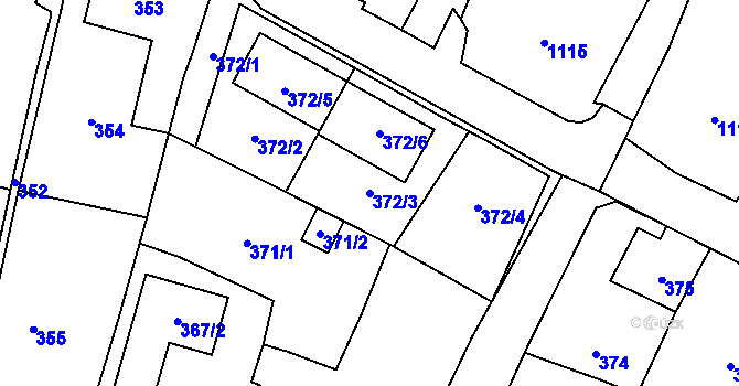 Parcela st. 372/3 v KÚ Bystřice nad Pernštejnem, Katastrální mapa