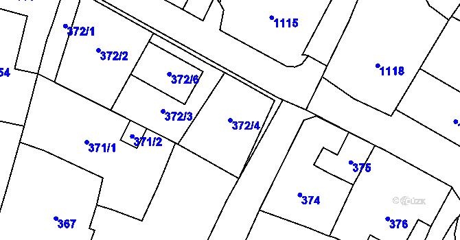 Parcela st. 372/4 v KÚ Bystřice nad Pernštejnem, Katastrální mapa