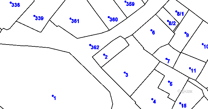Parcela st. 2 v KÚ Bystřice nad Pernštejnem, Katastrální mapa