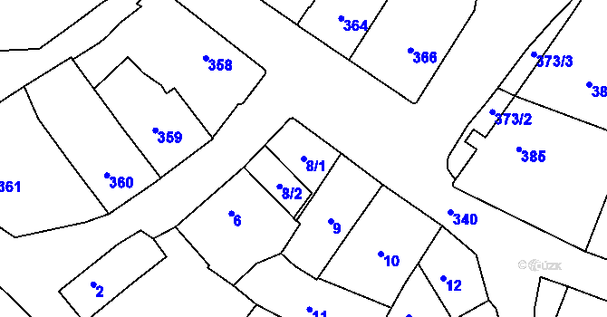 Parcela st. 8/1 v KÚ Bystřice nad Pernštejnem, Katastrální mapa