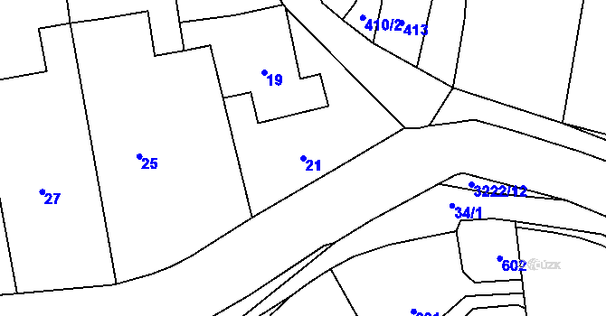 Parcela st. 21 v KÚ Bystřice nad Pernštejnem, Katastrální mapa
