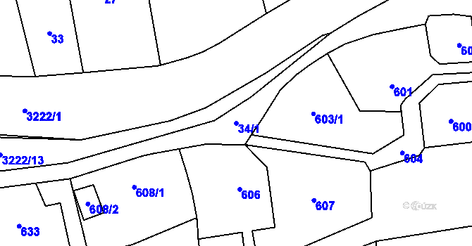 Parcela st. 34/1 v KÚ Bystřice nad Pernštejnem, Katastrální mapa