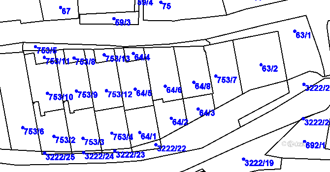 Parcela st. 64/6 v KÚ Bystřice nad Pernštejnem, Katastrální mapa