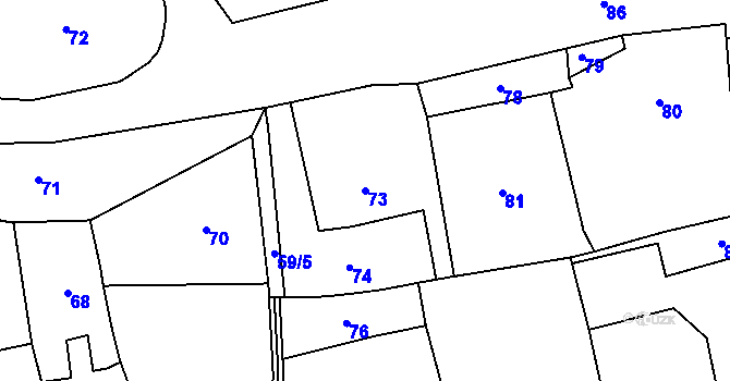 Parcela st. 73 v KÚ Bystřice nad Pernštejnem, Katastrální mapa