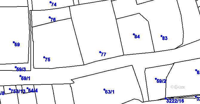 Parcela st. 77 v KÚ Bystřice nad Pernštejnem, Katastrální mapa