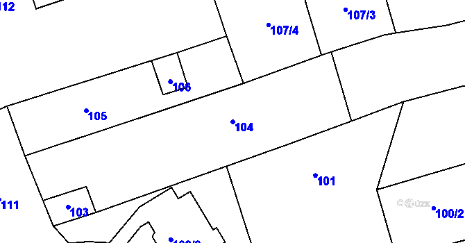 Parcela st. 104 v KÚ Bystřice nad Pernštejnem, Katastrální mapa
