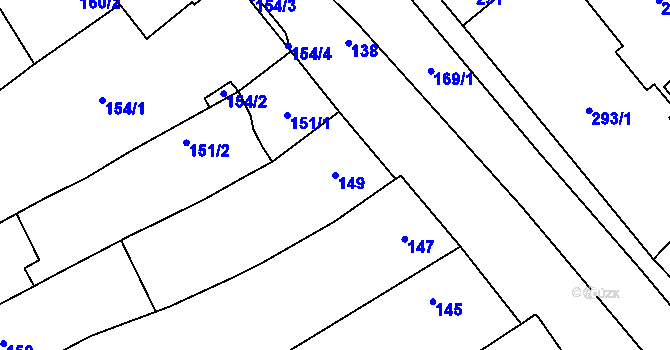 Parcela st. 149 v KÚ Bystřice nad Pernštejnem, Katastrální mapa