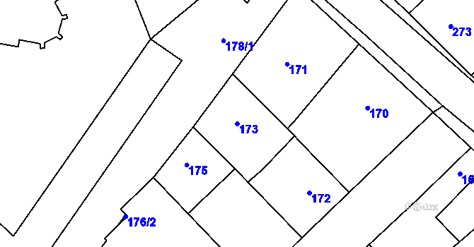 Parcela st. 173 v KÚ Bystřice nad Pernštejnem, Katastrální mapa