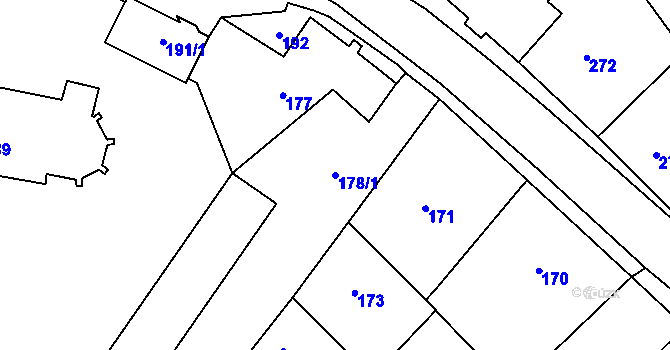 Parcela st. 178/1 v KÚ Bystřice nad Pernštejnem, Katastrální mapa
