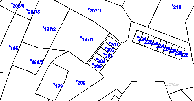Parcela st. 206 v KÚ Bystřice nad Pernštejnem, Katastrální mapa