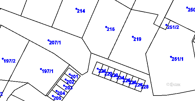 Parcela st. 217 v KÚ Bystřice nad Pernštejnem, Katastrální mapa