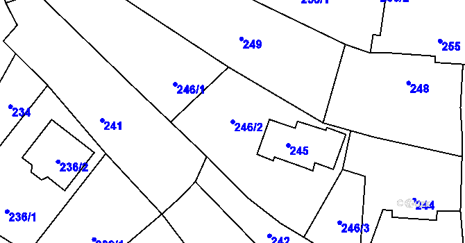 Parcela st. 246/2 v KÚ Bystřice nad Pernštejnem, Katastrální mapa