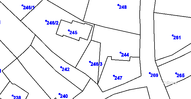 Parcela st. 246/4 v KÚ Bystřice nad Pernštejnem, Katastrální mapa