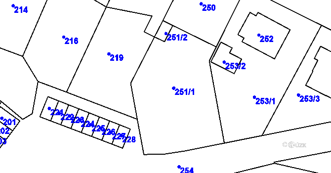 Parcela st. 251 v KÚ Bystřice nad Pernštejnem, Katastrální mapa