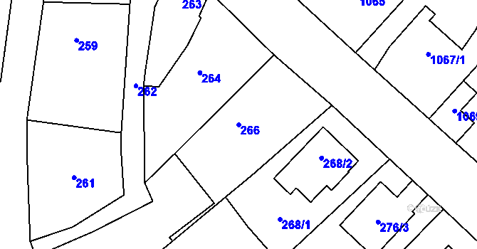 Parcela st. 266 v KÚ Bystřice nad Pernštejnem, Katastrální mapa
