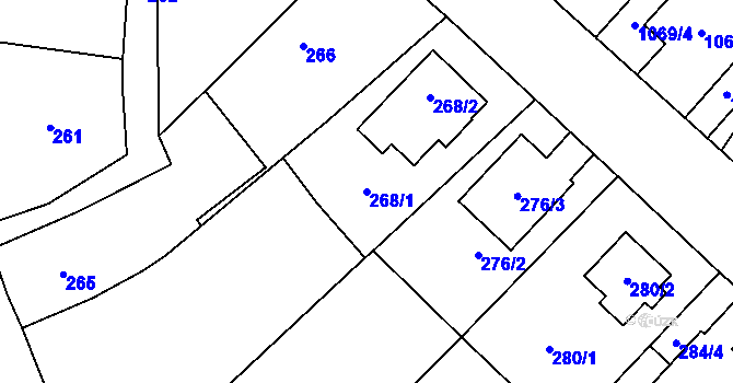 Parcela st. 268/1 v KÚ Bystřice nad Pernštejnem, Katastrální mapa