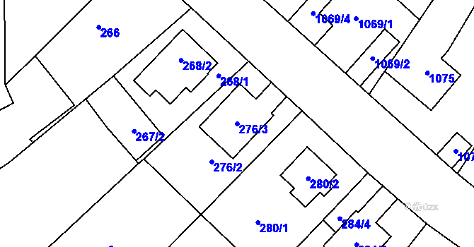 Parcela st. 276/3 v KÚ Bystřice nad Pernštejnem, Katastrální mapa