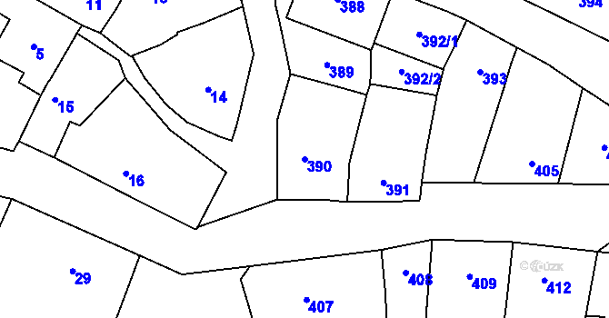 Parcela st. 390 v KÚ Bystřice nad Pernštejnem, Katastrální mapa