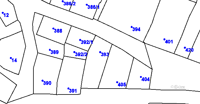 Parcela st. 393 v KÚ Bystřice nad Pernštejnem, Katastrální mapa