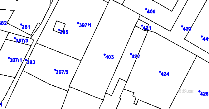 Parcela st. 403 v KÚ Bystřice nad Pernštejnem, Katastrální mapa