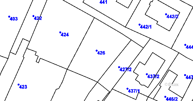 Parcela st. 426 v KÚ Bystřice nad Pernštejnem, Katastrální mapa