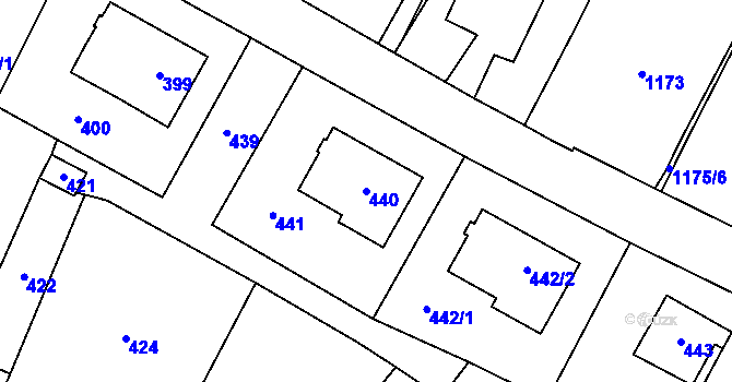 Parcela st. 440 v KÚ Bystřice nad Pernštejnem, Katastrální mapa