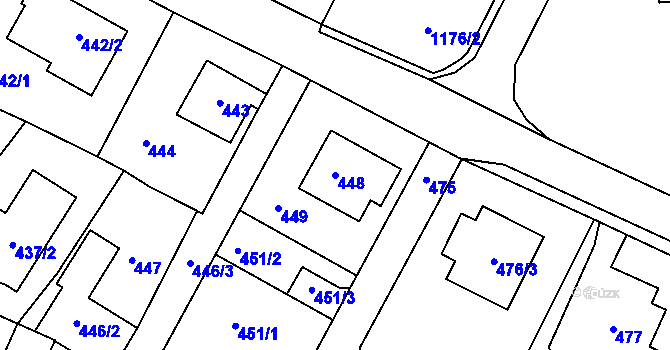 Parcela st. 448 v KÚ Bystřice nad Pernštejnem, Katastrální mapa