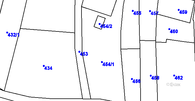 Parcela st. 454 v KÚ Bystřice nad Pernštejnem, Katastrální mapa