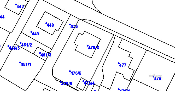 Parcela st. 476/3 v KÚ Bystřice nad Pernštejnem, Katastrální mapa