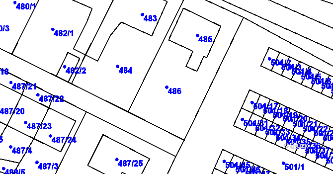 Parcela st. 486 v KÚ Bystřice nad Pernštejnem, Katastrální mapa