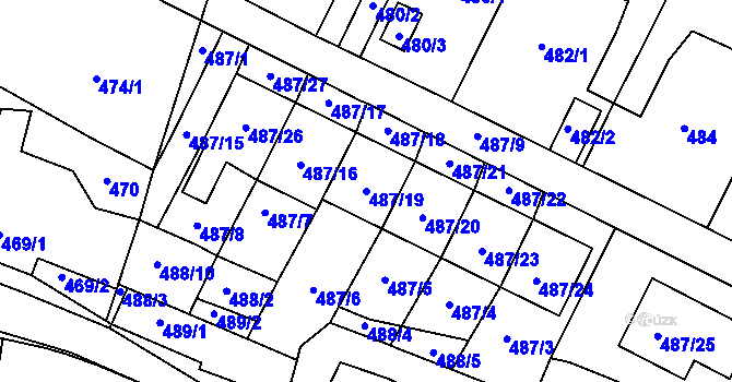 Parcela st. 487/19 v KÚ Bystřice nad Pernštejnem, Katastrální mapa