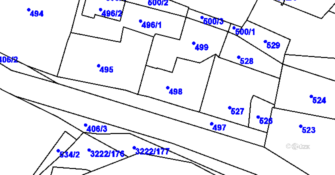 Parcela st. 498 v KÚ Bystřice nad Pernštejnem, Katastrální mapa