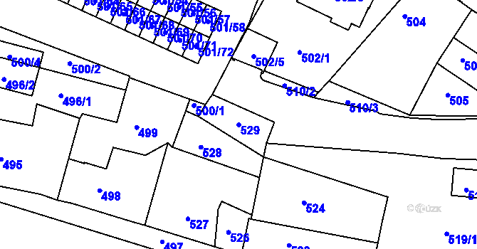 Parcela st. 529 v KÚ Bystřice nad Pernštejnem, Katastrální mapa