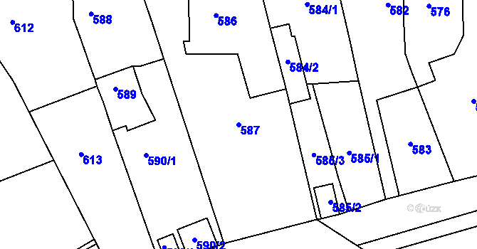 Parcela st. 587 v KÚ Bystřice nad Pernštejnem, Katastrální mapa