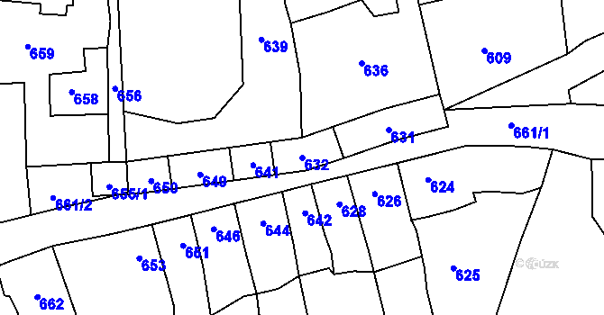 Parcela st. 632 v KÚ Bystřice nad Pernštejnem, Katastrální mapa
