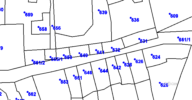 Parcela st. 641 v KÚ Bystřice nad Pernštejnem, Katastrální mapa