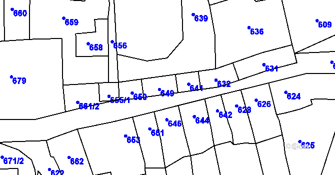 Parcela st. 648 v KÚ Bystřice nad Pernštejnem, Katastrální mapa