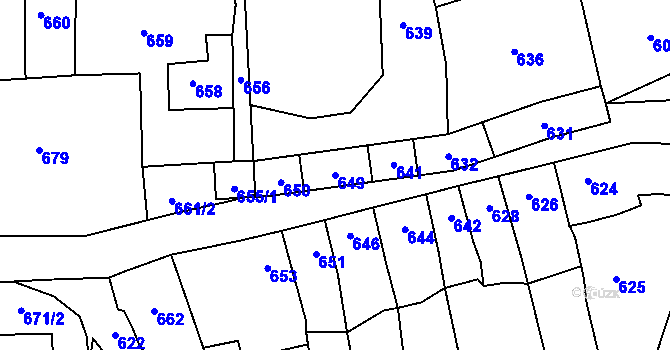 Parcela st. 649 v KÚ Bystřice nad Pernštejnem, Katastrální mapa