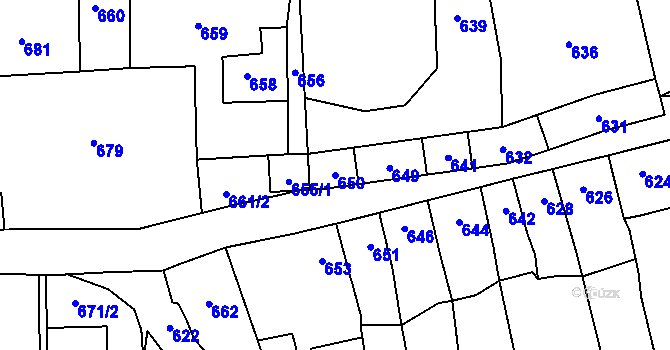 Parcela st. 650 v KÚ Bystřice nad Pernštejnem, Katastrální mapa