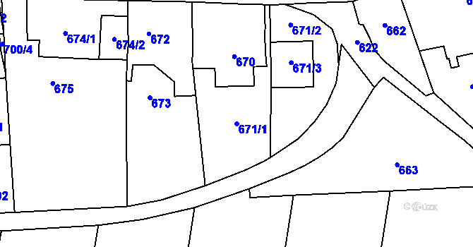 Parcela st. 671/1 v KÚ Bystřice nad Pernštejnem, Katastrální mapa