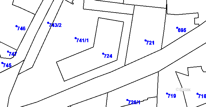 Parcela st. 724 v KÚ Bystřice nad Pernštejnem, Katastrální mapa