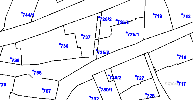 Parcela st. 725/2 v KÚ Bystřice nad Pernštejnem, Katastrální mapa