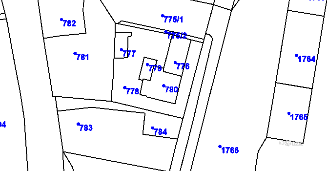 Parcela st. 780 v KÚ Bystřice nad Pernštejnem, Katastrální mapa
