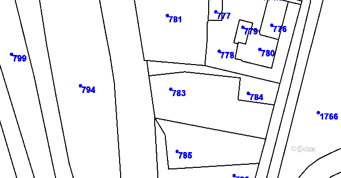 Parcela st. 783 v KÚ Bystřice nad Pernštejnem, Katastrální mapa