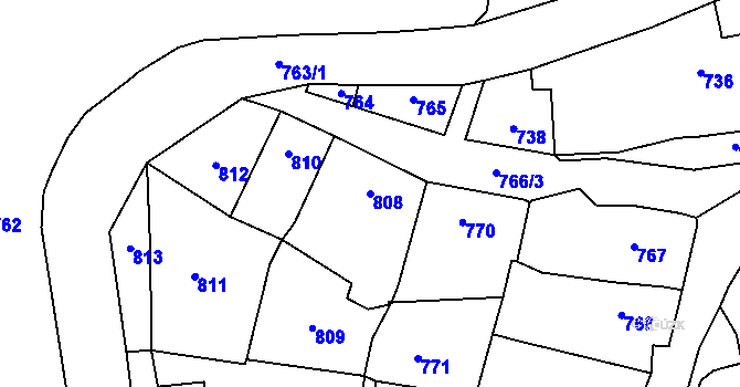 Parcela st. 808 v KÚ Bystřice nad Pernštejnem, Katastrální mapa