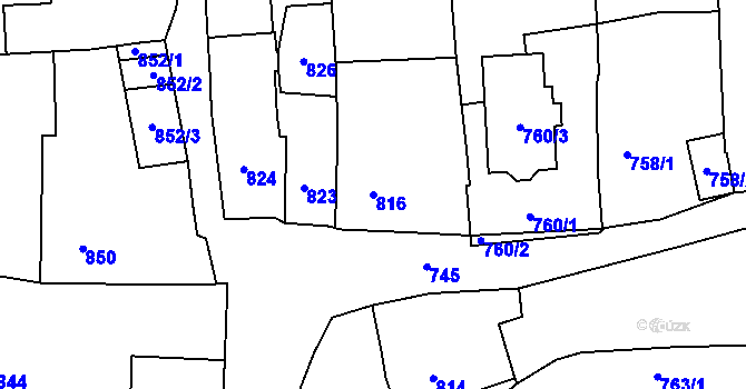 Parcela st. 816 v KÚ Bystřice nad Pernštejnem, Katastrální mapa