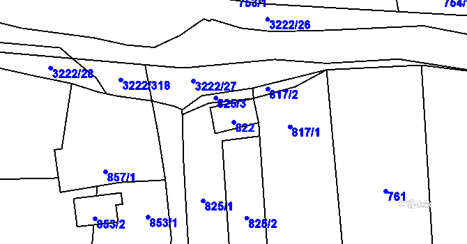 Parcela st. 822 v KÚ Bystřice nad Pernštejnem, Katastrální mapa